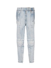 Slim Ribbed Denim Trousers - Light Jean Blue