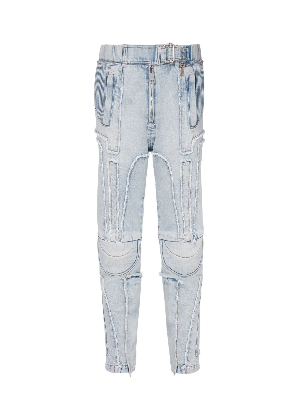 Slim Ribbed Denim Trousers - Light Jean Blue