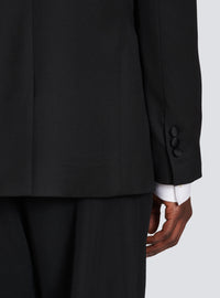 Blazer en laine avec col en satin - Noir
