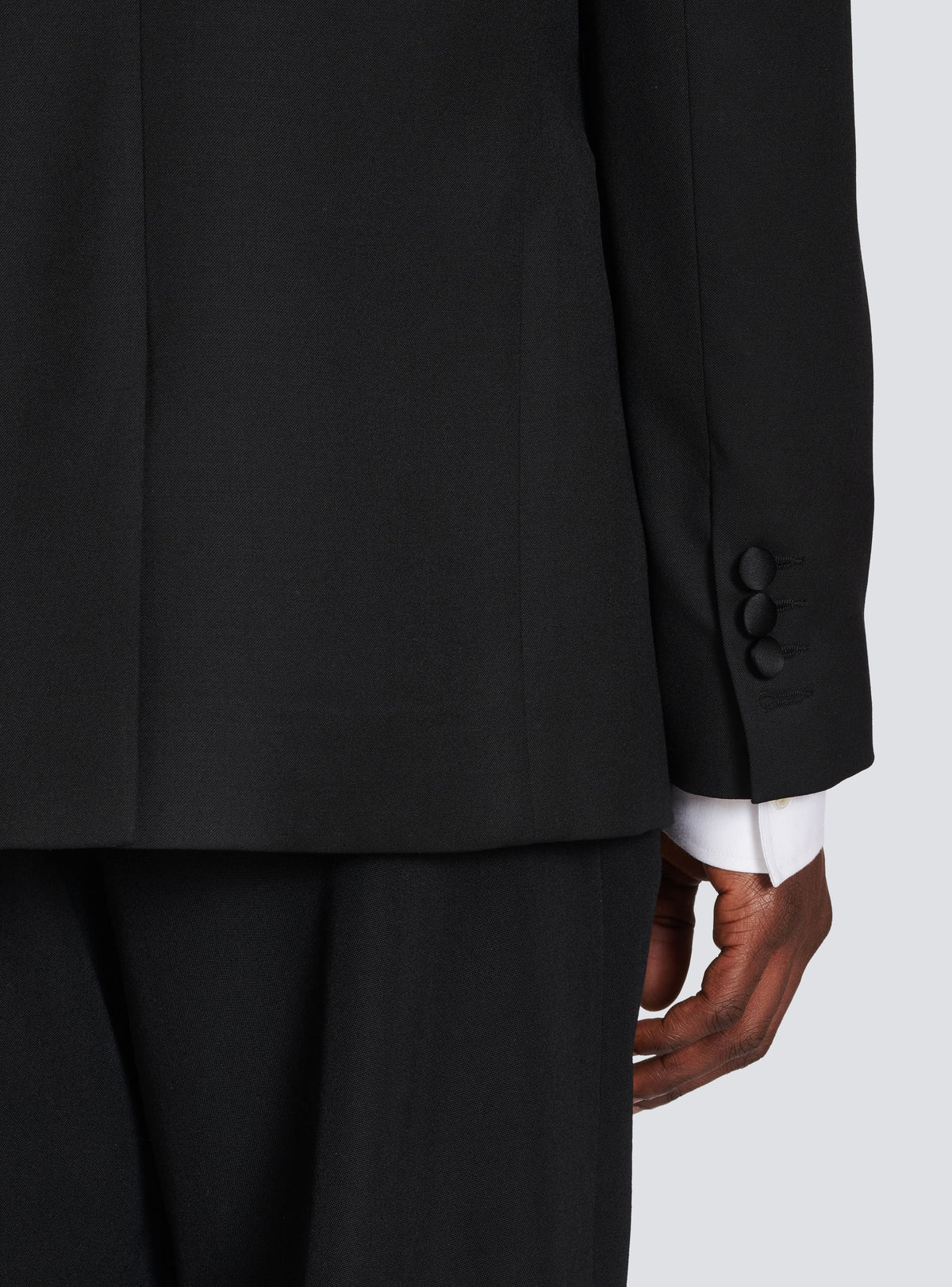 Blazer en laine avec col en satin - Noir