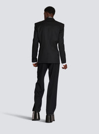 Blazer en laine avec col en satin - Noir