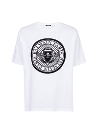 T-shirt en coton floqué logo balmain - Blanc & Noir