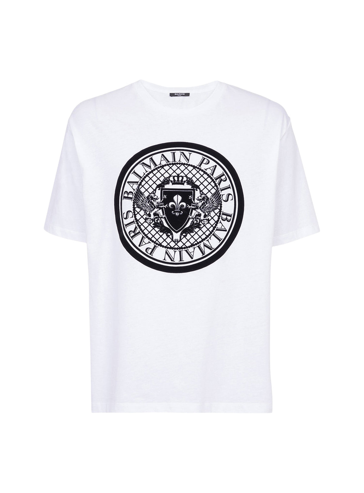 T-shirt en coton floqué logo balmain - Blanc & Noir