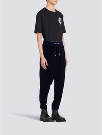 Pantalon bas en velours à l'entrejambe - Bleu Marine