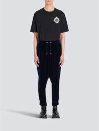 Pantalon bas en velours à l'entrejambe - Bleu Marine