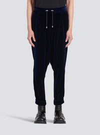 Pantalon bas en velours à l'entrejambe - Bleu Marine