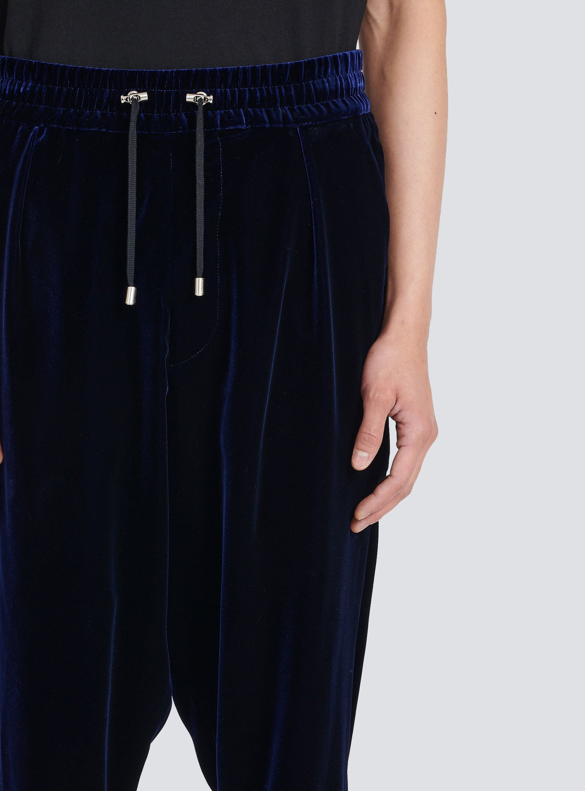 Pantalon bas en velours à l'entrejambe - Bleu Marine