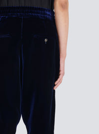 Pantalon bas en velours à l'entrejambe - Bleu Marine