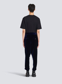 Pantalon bas en velours à l'entrejambe - Bleu Marine