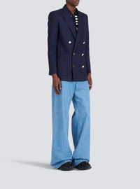 Blazer à double boutonnage en laine - Marine