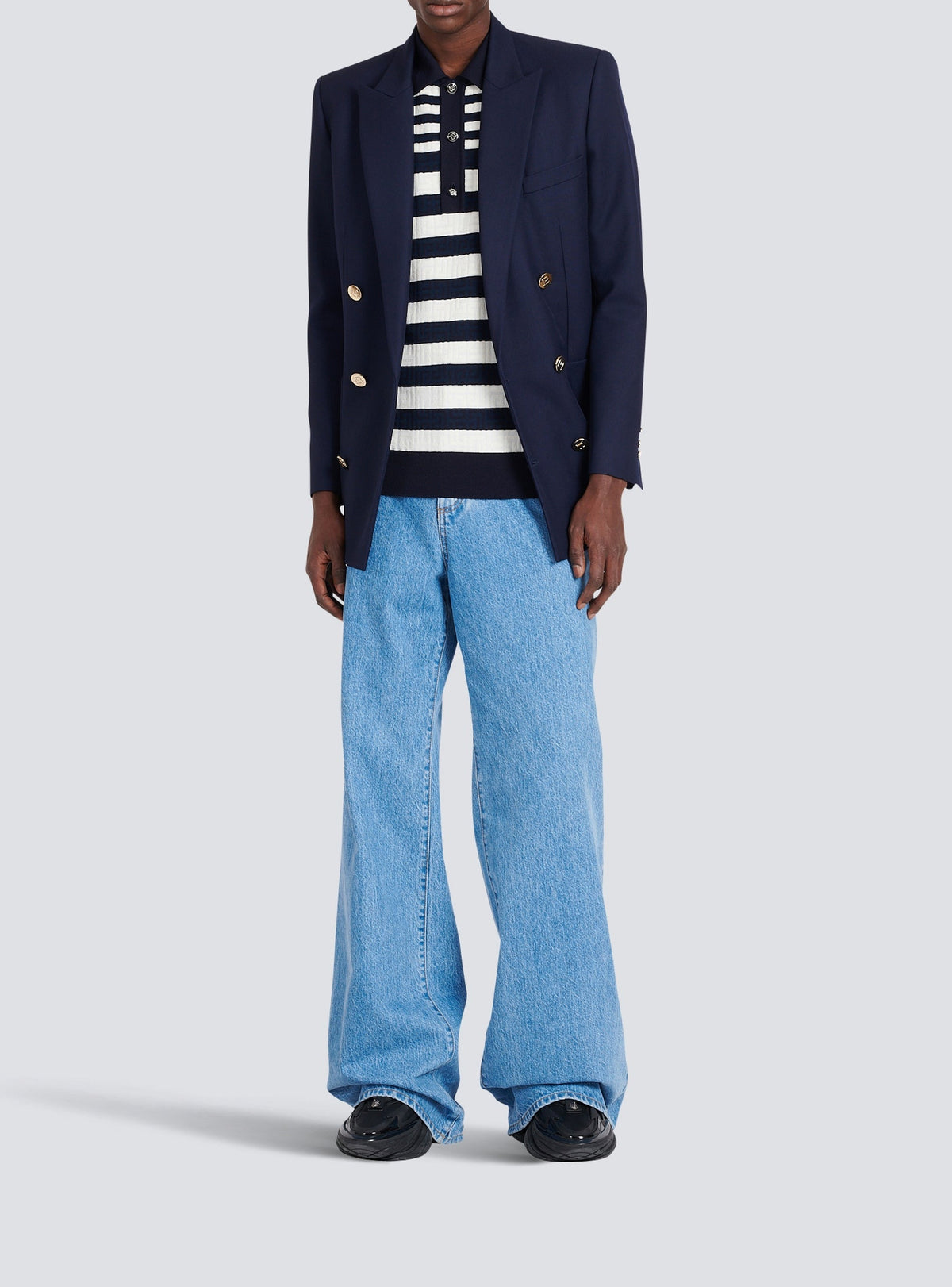 Blazer à double boutonnage en laine - Marine