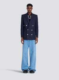 Blazer en twill à double boutonnage - Marine