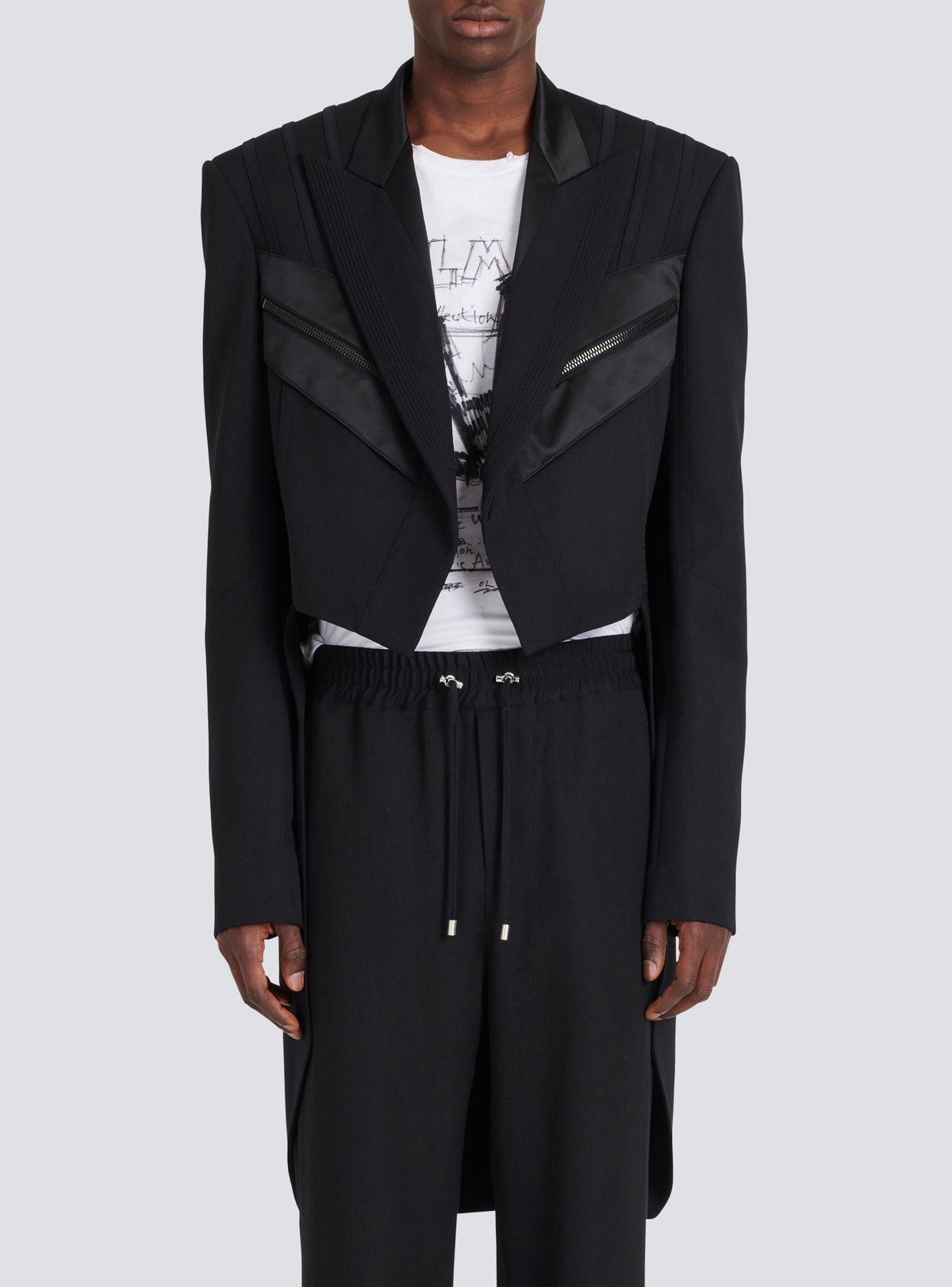 Blazer queue-de-pie en laine - Noir