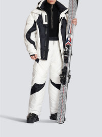 Pantalon de ski à bretelles à monogramme Balmain x Rossignol - Blanc