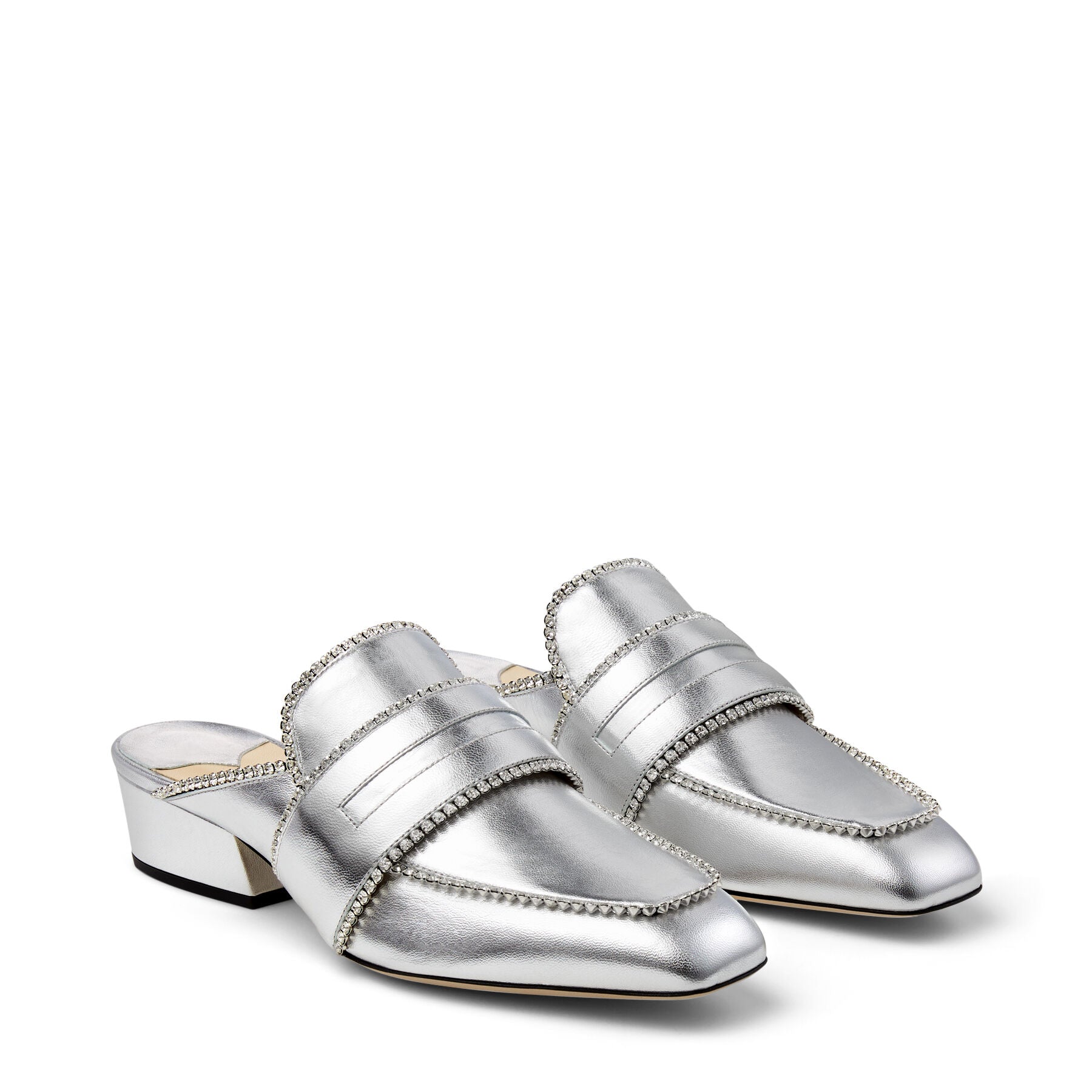Mules Yk-Bloafer 35 en cuir - Silver & Crystal