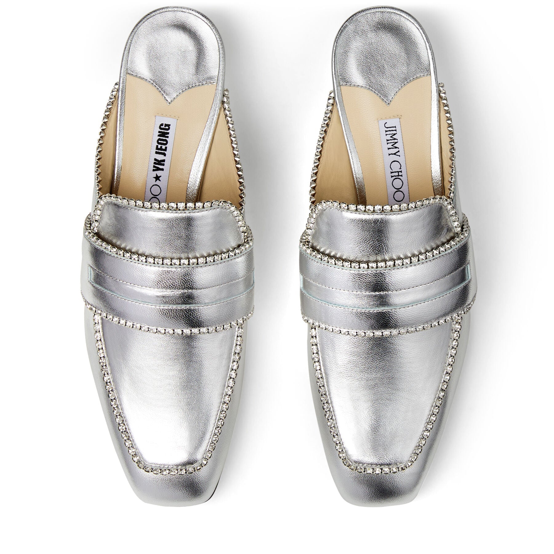 Mules Yk-Bloafer 35 en cuir - Silver & Crystal