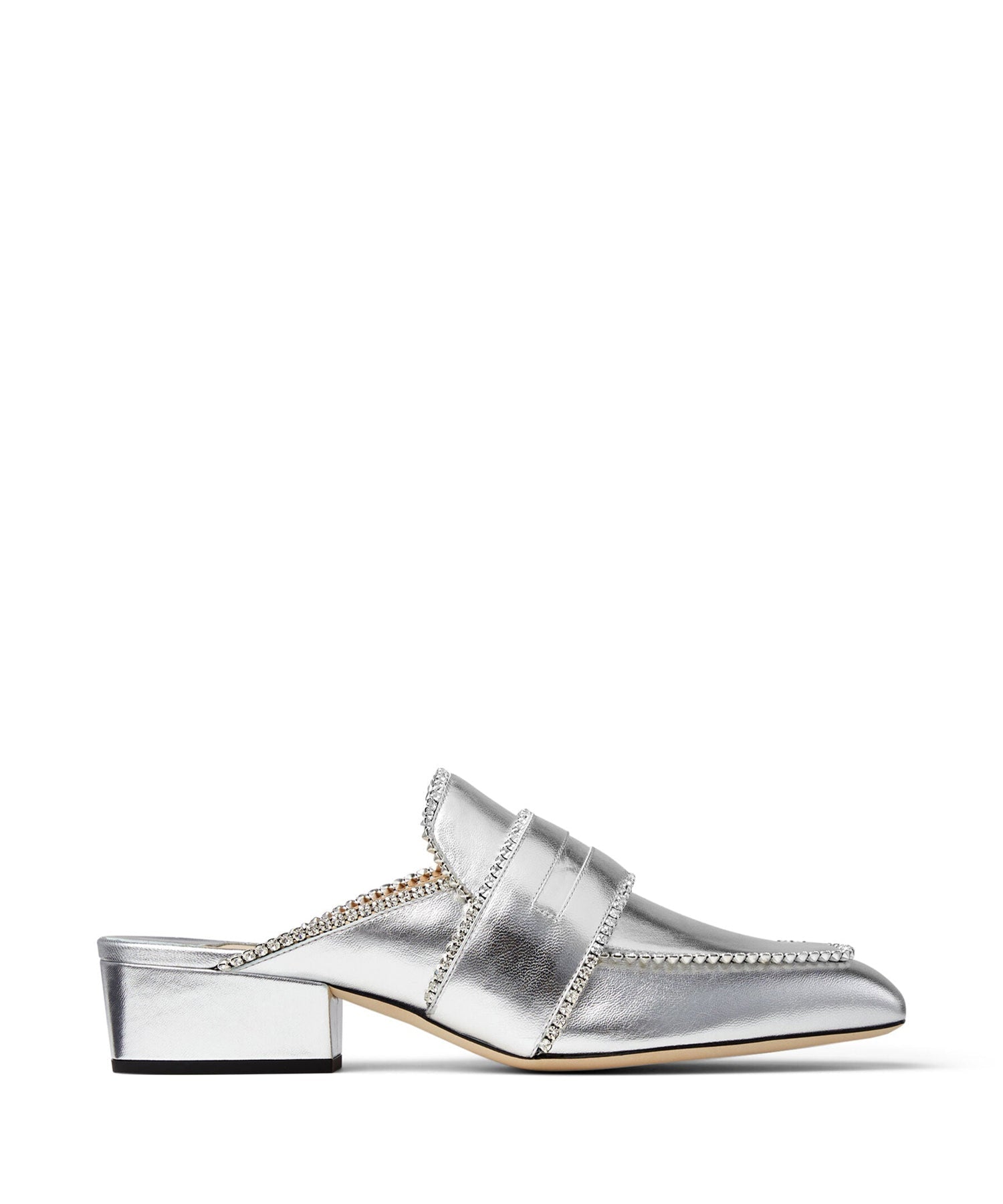 Mules Yk-Bloafer 35 en cuir - Silver & Crystal