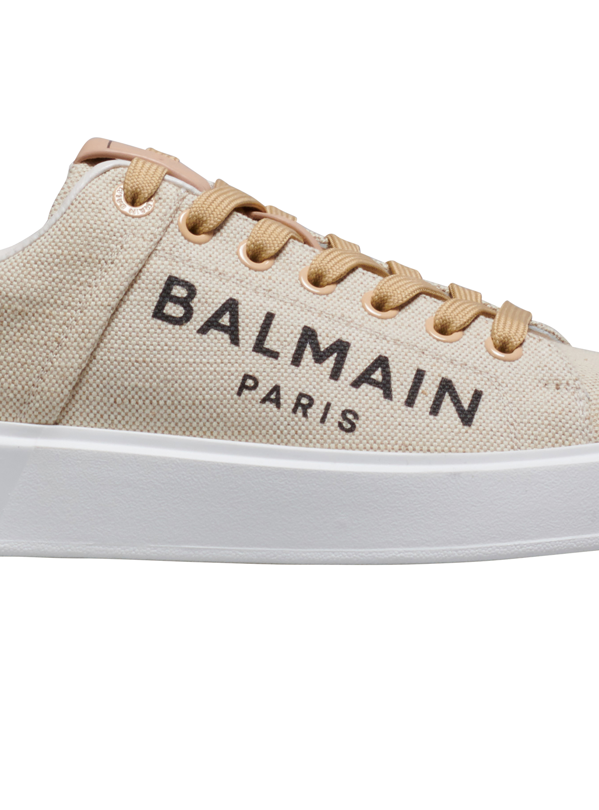 Baskets b-court en canvas imprimé logo balmain - Naturel