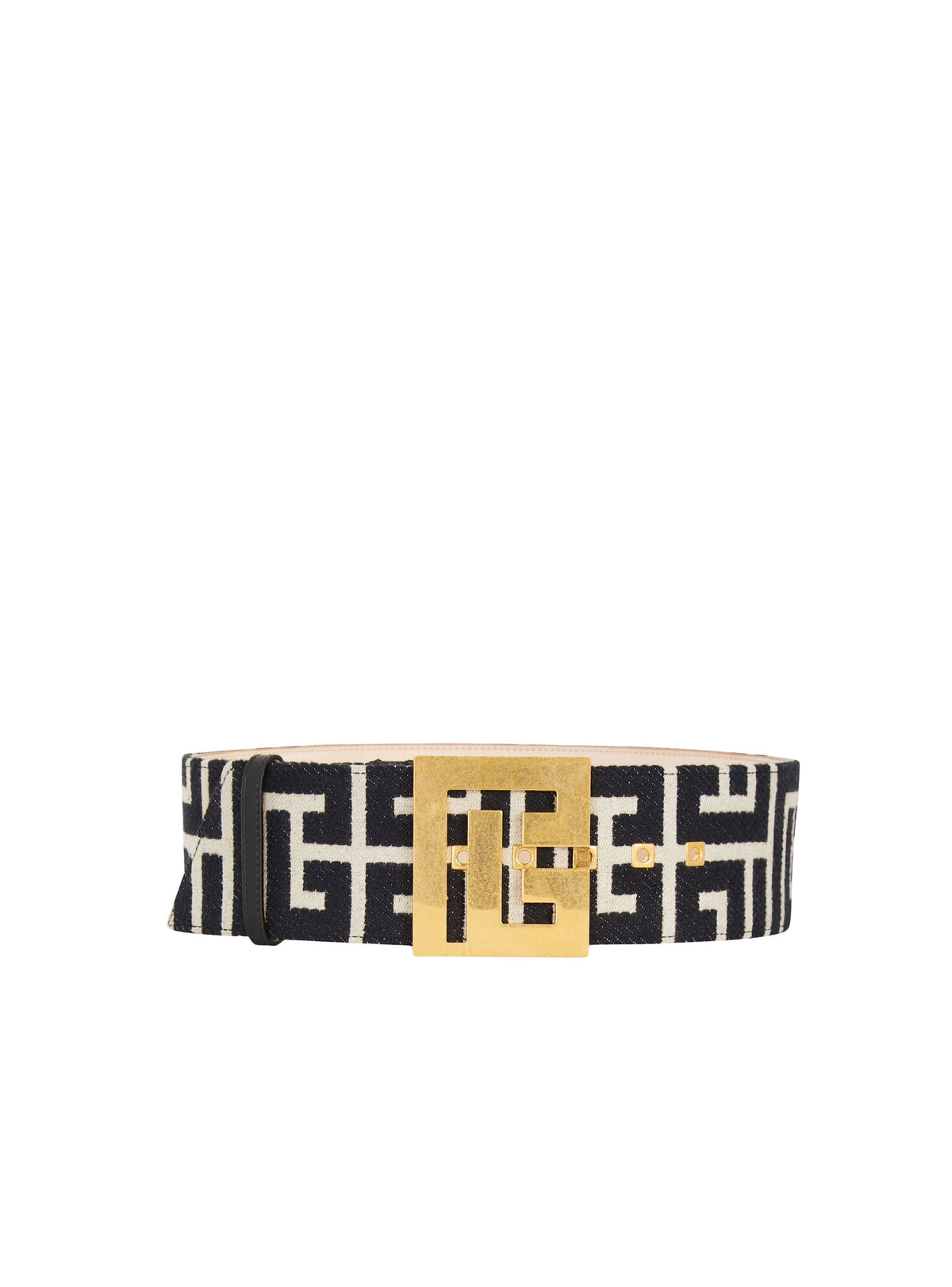 Large ceinture PB en jacquard bicolore - Ivoire & Noir