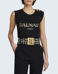 Large ceinture PB en jacquard bicolore - Ivoire & Noir