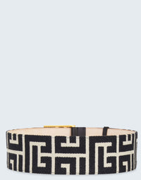 Large ceinture PB en jacquard bicolore - Ivoire & Noir