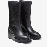 Bottes Yola à plateforme 80 en cuir à monogramme JC - Black Intense