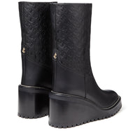 Bottes Yola à plateforme 80 en cuir à monogramme JC - Black Intense