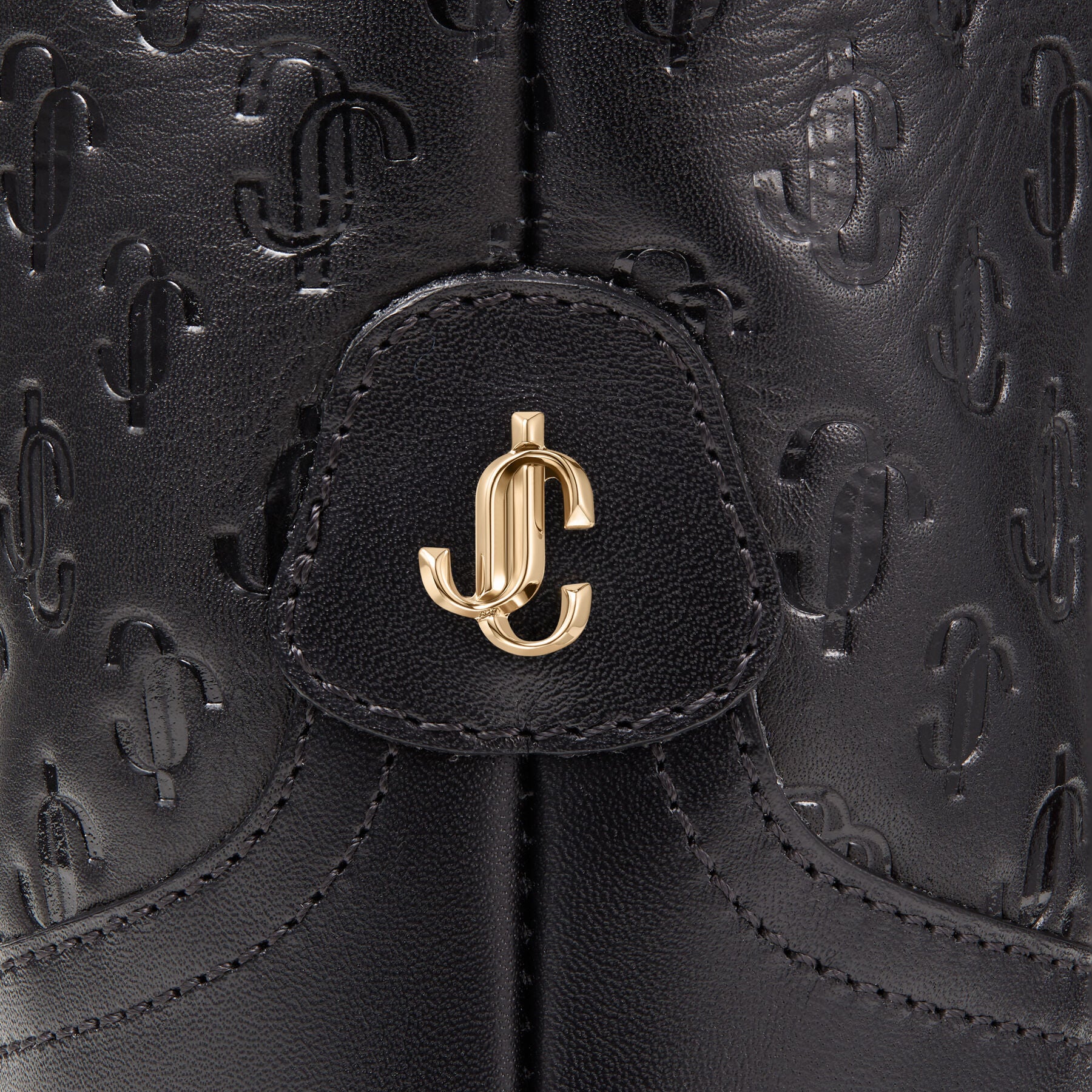 Bottes Yola à plateforme 80 en cuir à monogramme JC - Black Intense