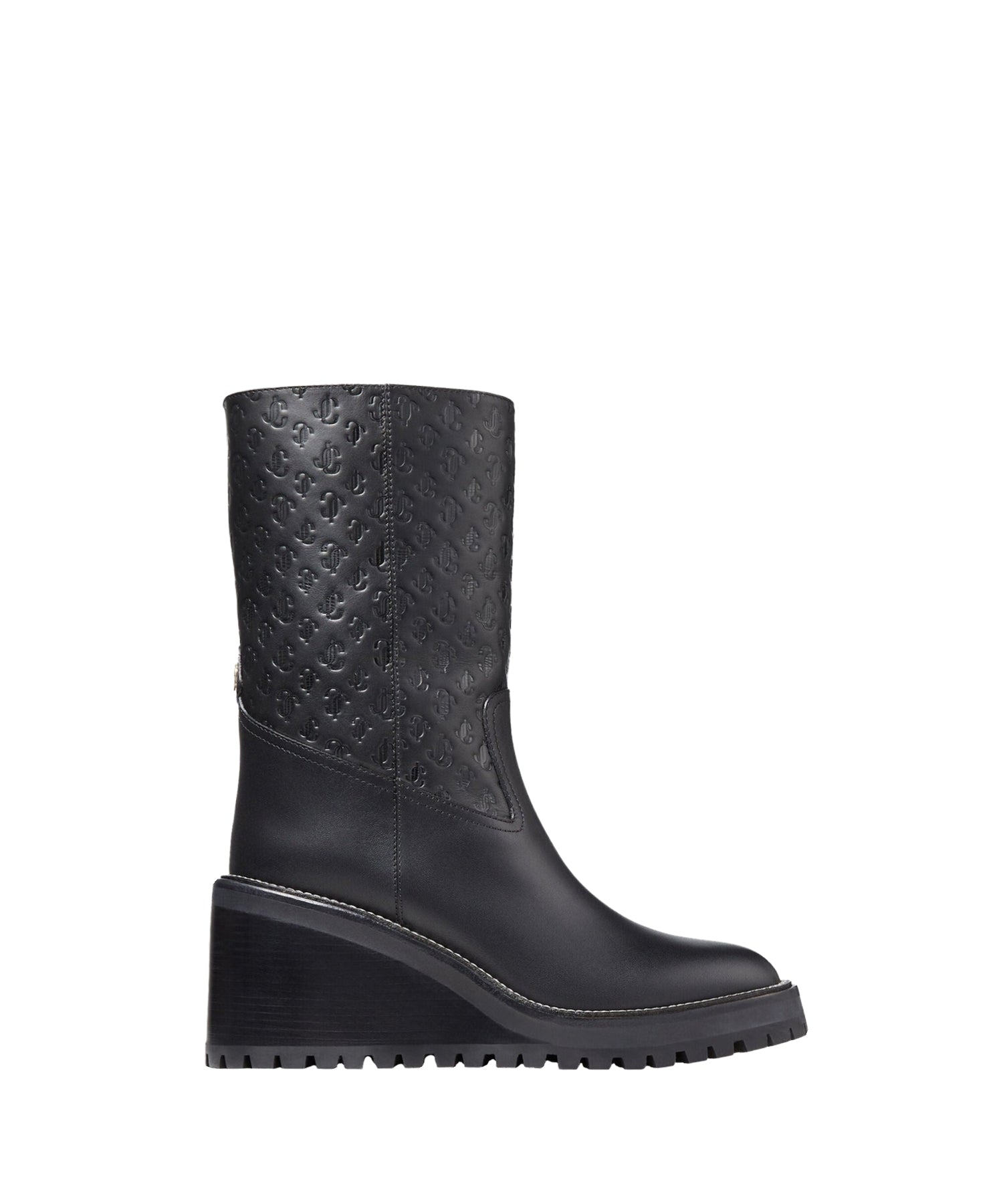 Bottes Yola à plateforme 80 en cuir à monogramme JC - Black Intense