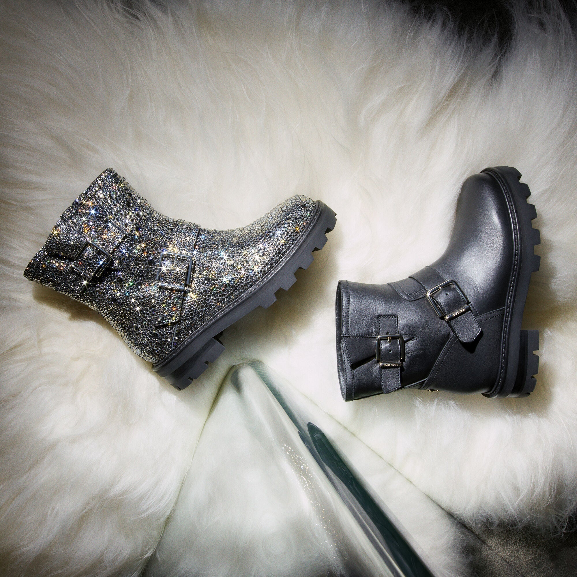 Bottes Jeunesse en daim avec cristaux - Anthracite