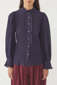 NAVY YVA BLOUSE