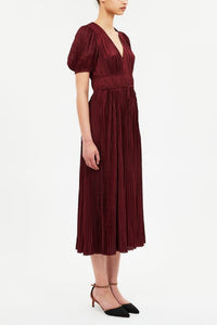 Robe Audra à manches bouffantes - Claret