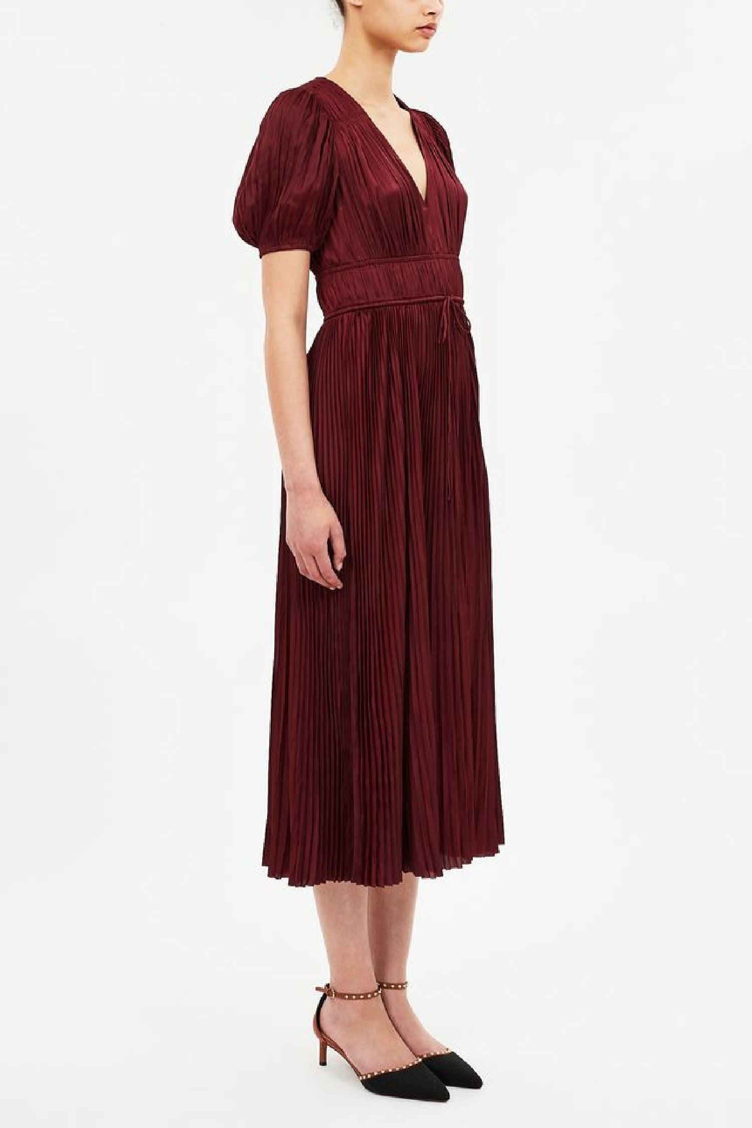 Robe Audra à manches bouffantes - Claret