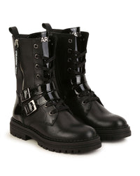 Bottines avec logo en cuir - Black