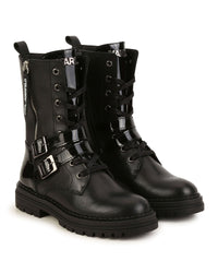 Bottines avec logo en cuir - Black