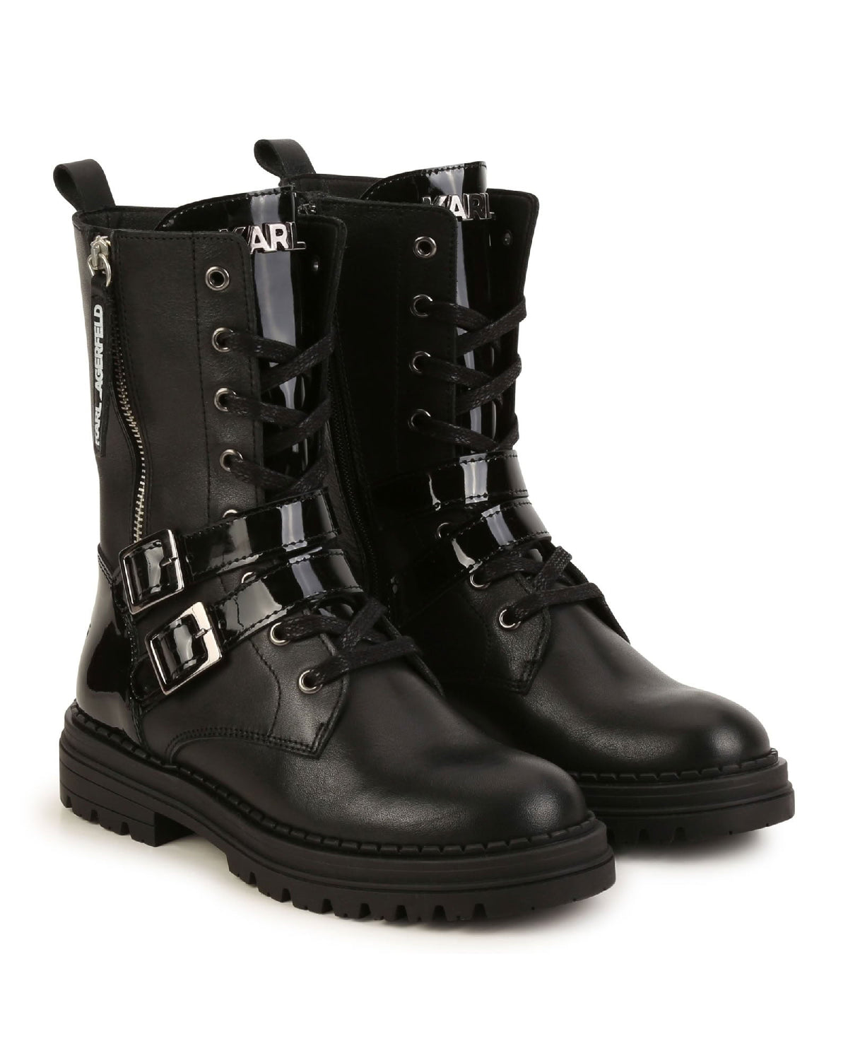 Bottines avec logo en cuir - Black