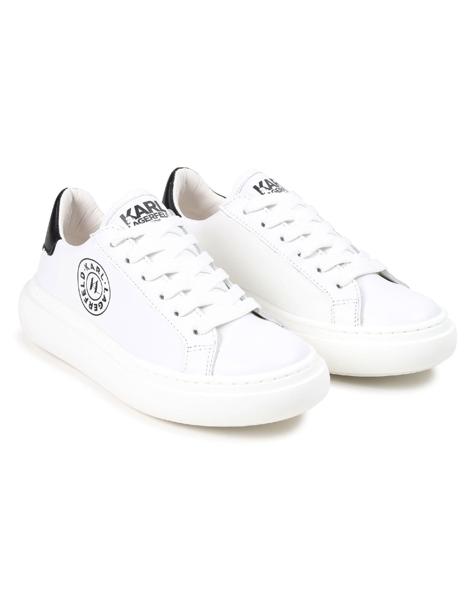 Sneakers à lacets en cuir - Blanc