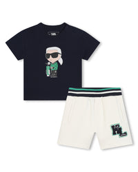 Ensemble T-Shirt+Short - Ecru Bleu