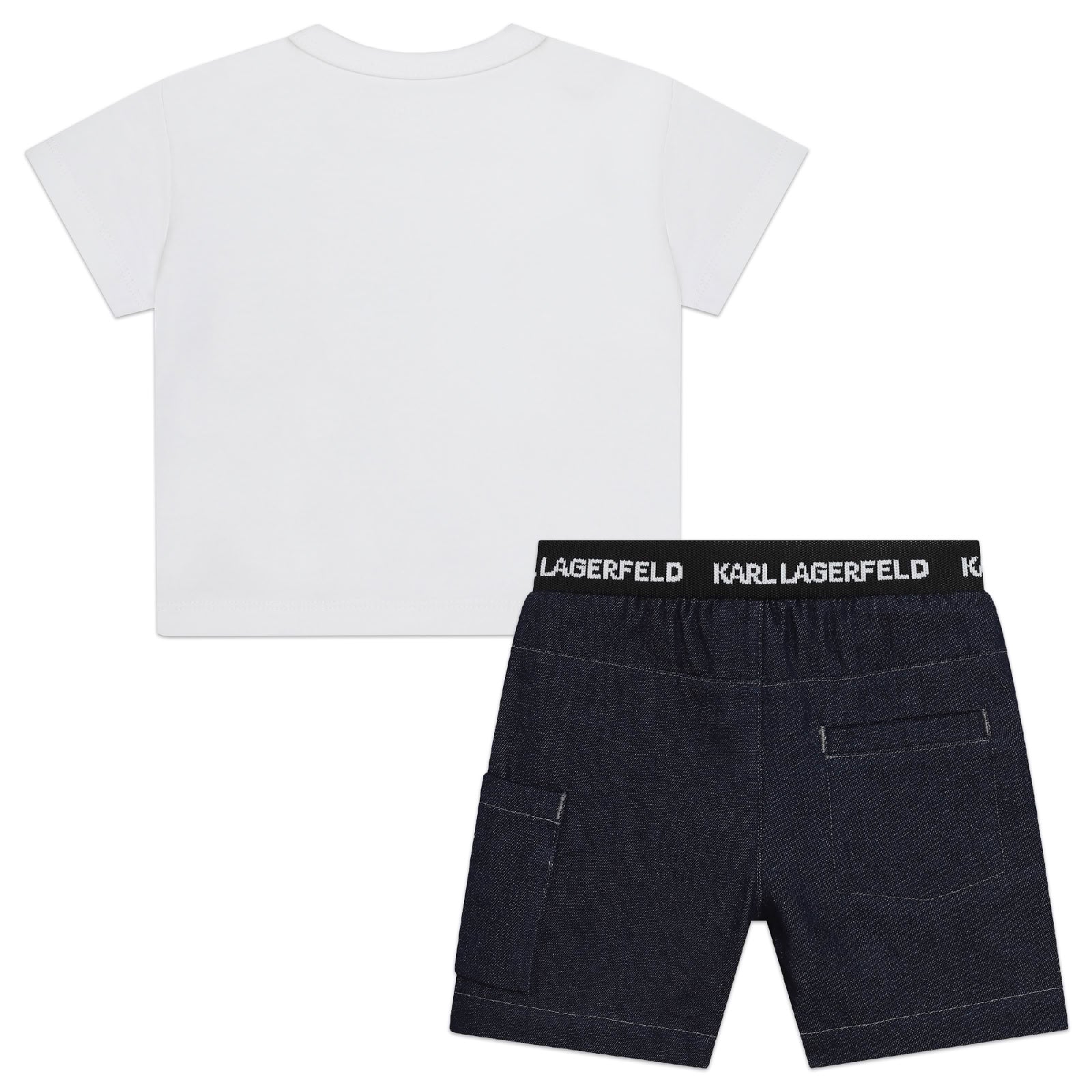Ensemble t-shirt short en coton - Blanc Bleu