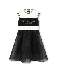 Logo print dress - Black Ecru