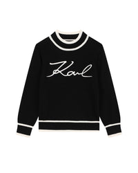 Pull à col légèrelent montant en coton - Black