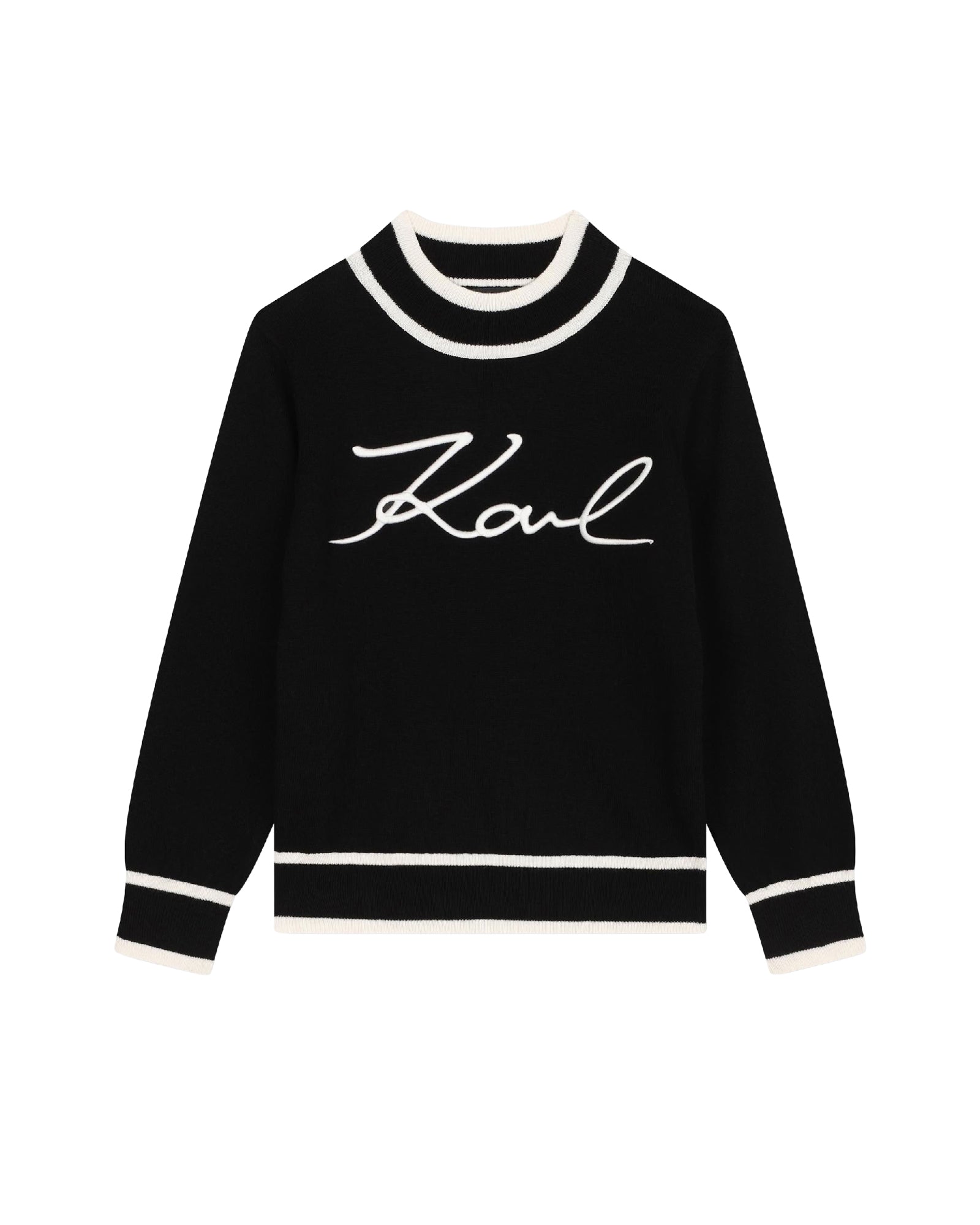 Pull à col légèrelent montant en coton - Black