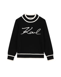 Pull à col légèrelent montant en coton - Black