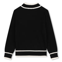 Pull à col légèrelent montant en coton - Black