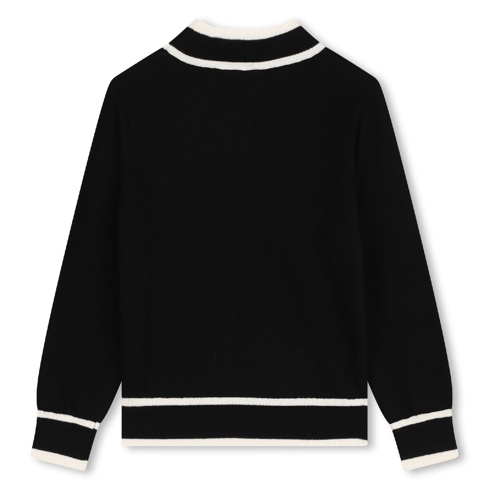 Pull à col légèrelent montant en coton - Black