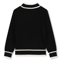 Pull à col légèrelent montant en coton - Black