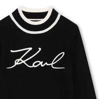 Pull à col légèrelent montant en coton - Black