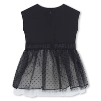 Robe avec tulle à pois - Noir Ecru