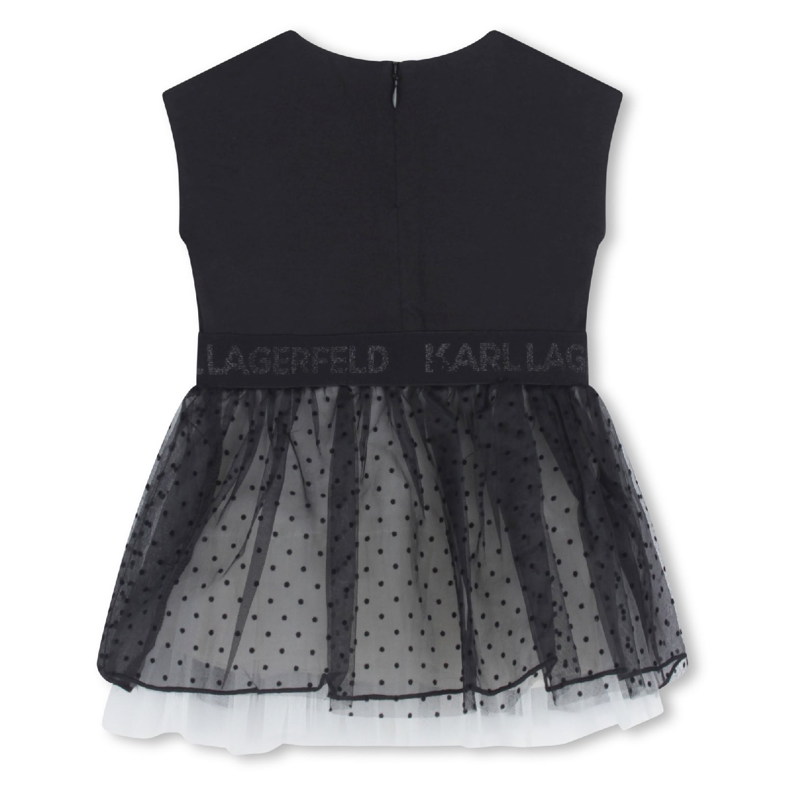 Robe avec tulle à pois - Noir Ecru
