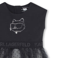 Robe avec tulle à pois - Noir Ecru